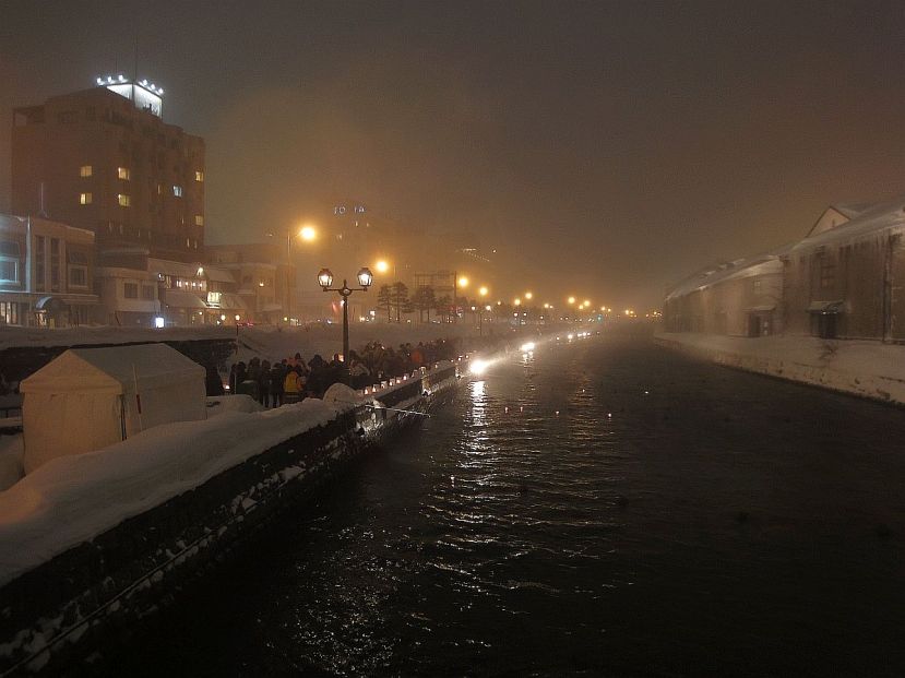 otaru canal de noche nevada febrero 2015