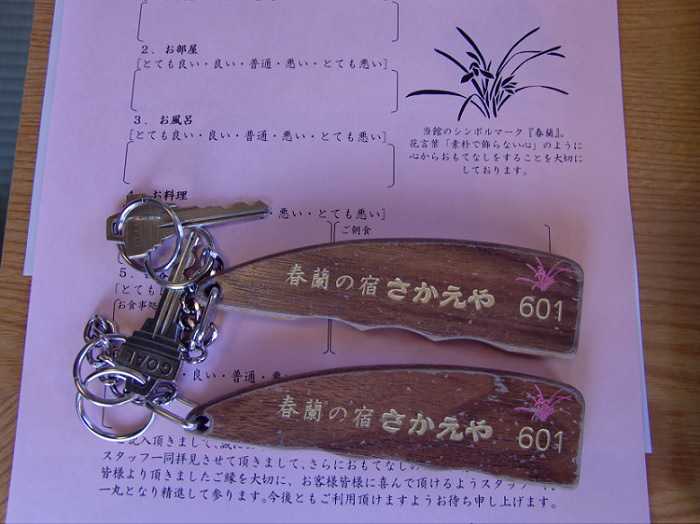 Shibu Onsen. Llaves del ryokan Sakaeya