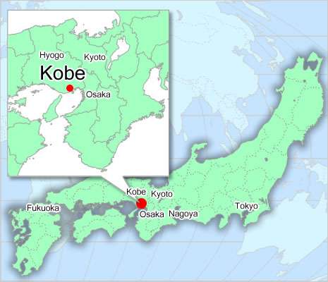 kobe en japon mapa