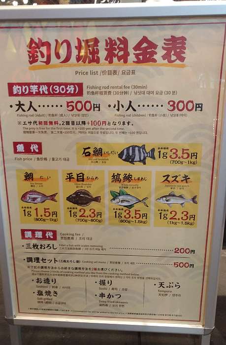 restaurante Tsuri kichi precios pescar cena